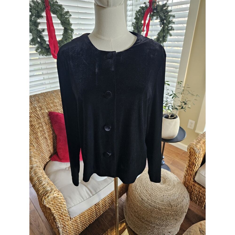 Talbots Vintage Velveteen Cardigan Women's Size‎ 10 Black Elegant Dressy Formal